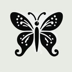 vector black silhouette of butterfly