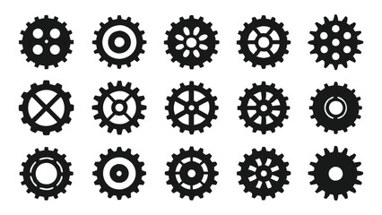 Flat Cog Icon Set for Mechanical Themes