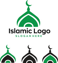 mosque islamic islam eid namaz roja logo with editable vector file