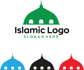 mosque islamic islam eid namaz roja logo with editable vector file