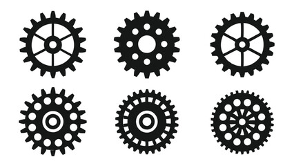 Flat Cog Icon Set for Mechanical Themes