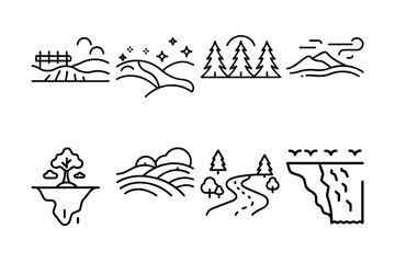 high quality landscape linear icon vector illustration. Perfect for logos, outdoor themes, nature designs, web graphics, and minimalist artworks.