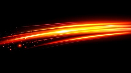 Fototapeta premium Abstract Orange and Red Light Trails Across Black Background