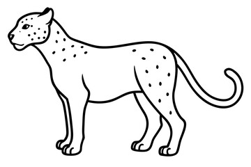 Cheetah in Motion Simple Line Art Vector