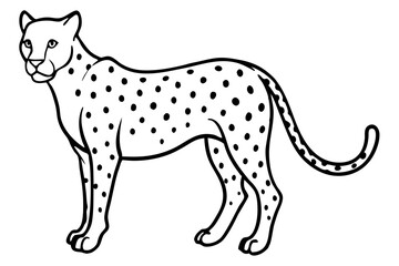 Cheetah in Motion Simple Line Art Vector