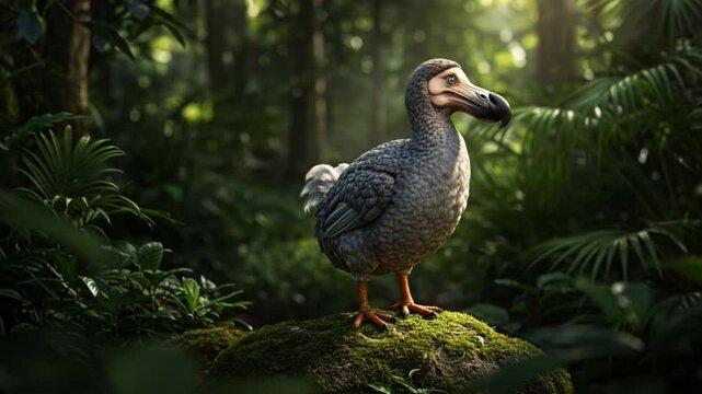 A Digital Reconstruction of the Extinct Dodo Bird in its Natural Habitat  A Stunning Visual Representation of Mauritius Island's Lost Avian Jewel