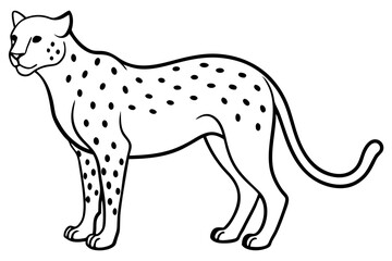 Cheetah in Motion Simple Line Art Vector
