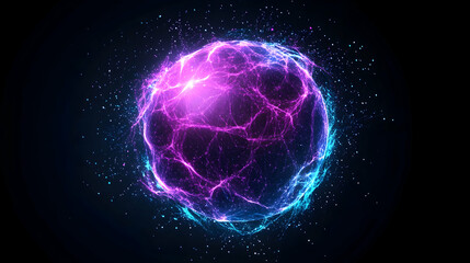 Glowing energy sphere, abstract cosmic art, dark background, VFX element for design