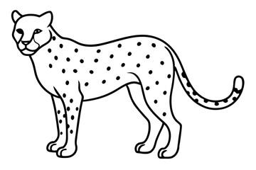Cheetah in Motion Simple Line Art Vector