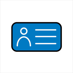 Id card outline icon, simple line art with blue