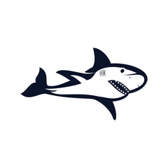 Angry black shark logo vector illustration isolated on white background.eps