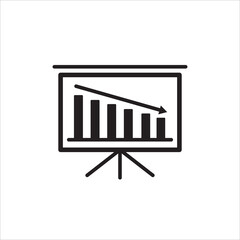 Vector arrow graph down icon, Risk line flat vector icon. Money loss