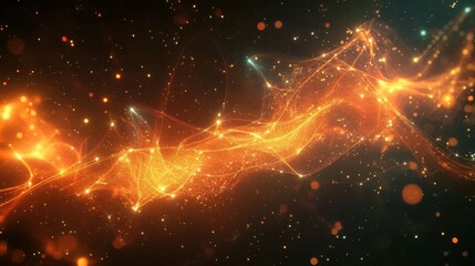 Obraz premium Abstract digital data visualization with glowing lines and graphs.