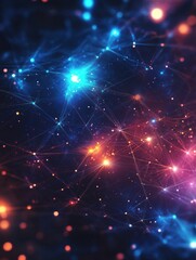 Fototapeta premium Cryptocurrency blockchain network background. Bright glowing symbols. Futuristic big data information. Graphic concept for your design