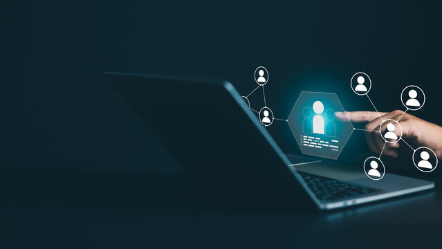 Human Resources, Concept of choose job staff, HR Manager show manager icon and employee for leadership services, HRM, HRD leading organization in recruiting and prospecting, Building a strong team.