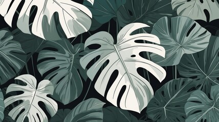 Minimalist Monstera Leaves in Bold Tropical Style