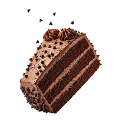 Chocolate piece cake. PNG - Transparent Background File.