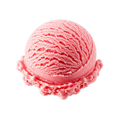 Strawberry Ice Cream Scoop Isolated on Transparent Background