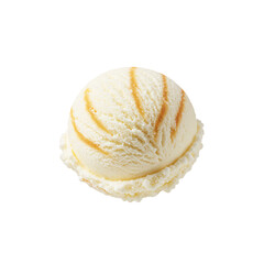 Vanilla Caramel Swirl Ice Cream Scoop Isolated on Transparent Background