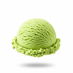 Green Tea Ice Cream Scoop Isolated on Transparent Background