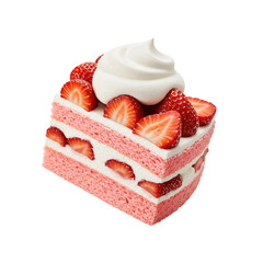 Strawberry slice cake. PNG - Transparent Background File.