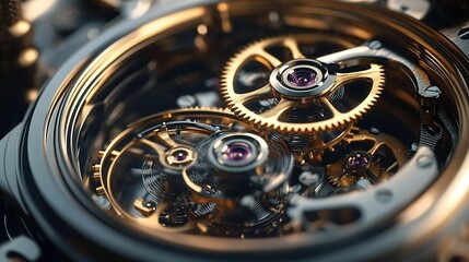 Close-up of the mechanical gears and cogs inside an antique watch, symbolizing time and precision in engineering design.