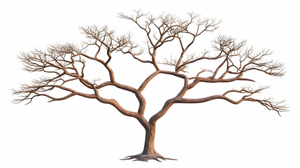 Obraz premium Leafless tree, winter landscape, isolated on white, nature design