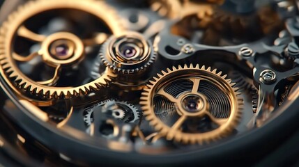 Close-up of the mechanical gears and cogs inside an antique watch, symbolizing time and precision in engineering design.