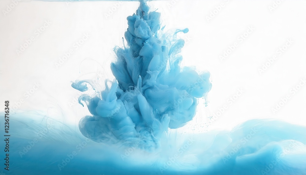 Aufkleber ethereal blue ink explosion in water forming cloud like texture and organic patterns, perfect for ab