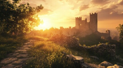 Golden Hour at the Ancient Castle Ruins