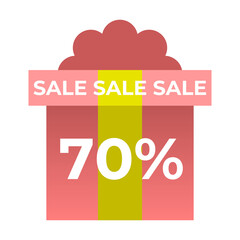 Sale icon 70% gift
Gift vector icon with discount percentage on white background