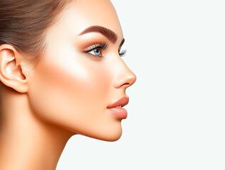 Fototapeta premium Beauty portrait of a young woman with beautiful healthy skin, skin care concept
