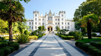 Fototapeta premium Portuguese Palace Gardens Sunny Day