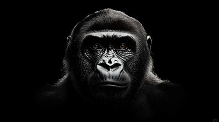 Obraz premium Powerful Gorilla Portrait, Black Background, Wildlife Conservation