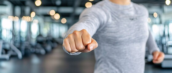 Focused athlete showcasing determination at modern fitness gym