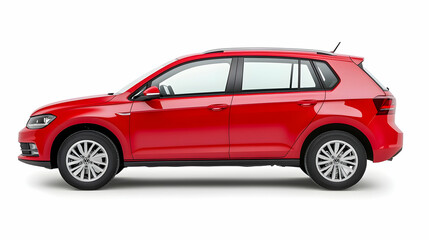 Red SUV car profile view, isolated on white background, for automotive advertising