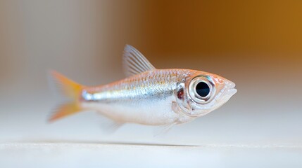 Orange small fish swimming, aquarium background, pet, hobby