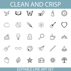 Editable Line Art Set Clean Crisp Icons for Design