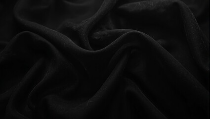 Fototapeta premium Elegant black chiffon fabric cascading creating mysterious shadows