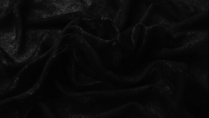 Elegant black chiffon fabric cascading   creating mysterious shadows