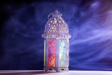 Festive greeting card for Muslim holy month Ramadan Kareem.