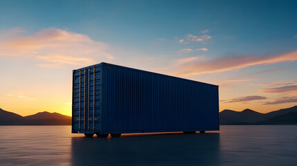 Obraz premium Sunset shipping container logistics global trade import export