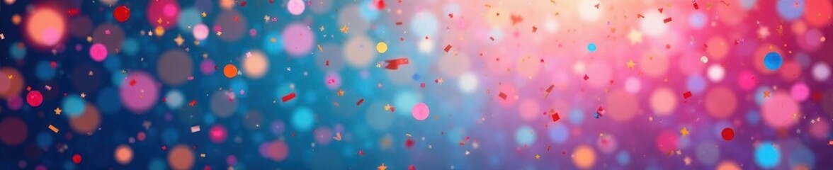 Birthday banner and confetti on a vibrant background , simple, decorations, minimalist