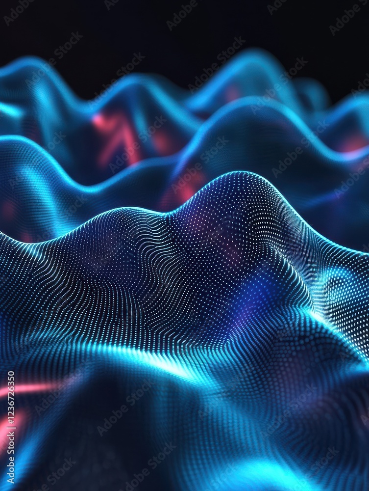 Poster big data network visualization concept. digital music industry, abstract science vector background. 