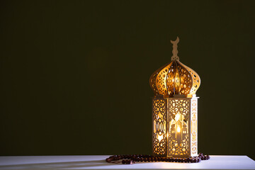 Festive greeting card for Muslim holy month Ramadan Kareem.