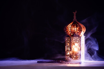 Festive greeting card for Muslim holy month Ramadan Kareem.