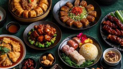 Vibrant Collection of Asian Cuisine Dishes