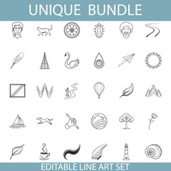 Editable Line Art Bundle Unique Icons, Symbols, and Designs