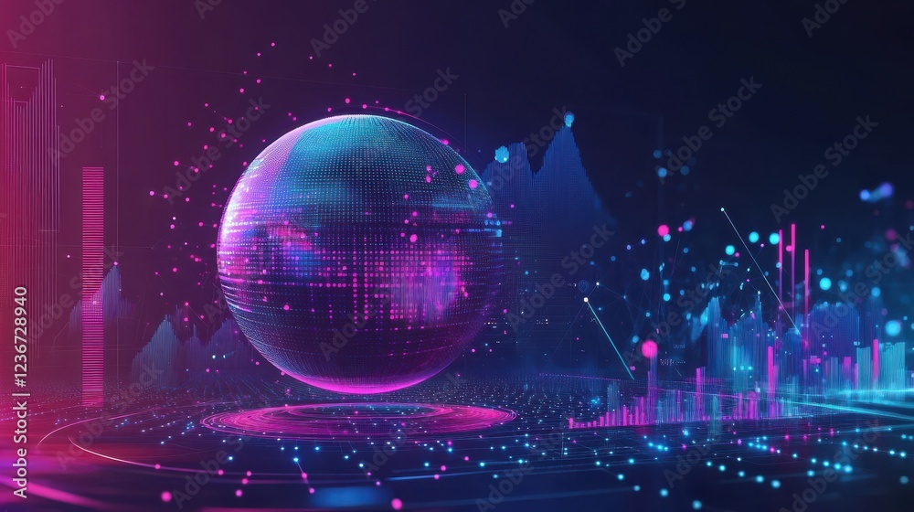 Poster big data analysis. web statistics automated report. infographics visualization tool isolated flat de