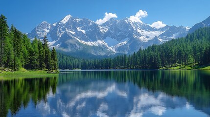 Fototapeta premium Mountain lake tranquil water reflection